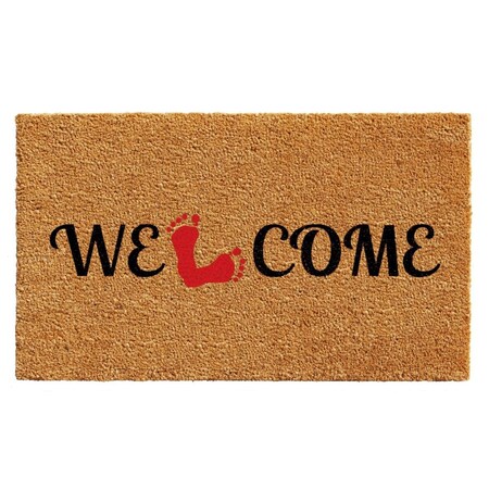 Configuracion 17 x 29 in. Welcome Feet Rectangular Doormat - Natural Black & Red CO3361355